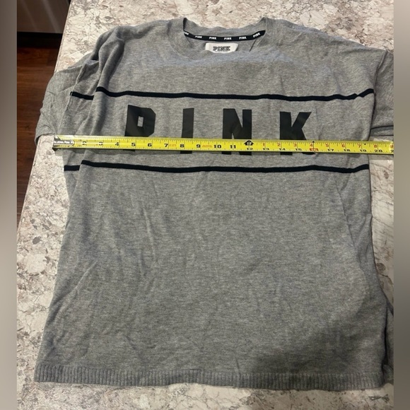 VS PINK Slit Back lightweight sweater Grey & Black NWOT Medium - Picture 7 of 10